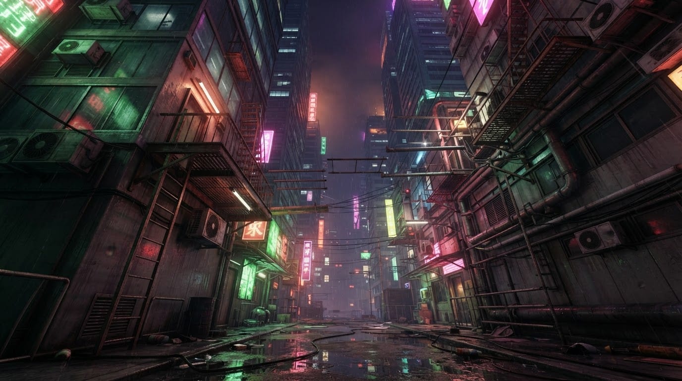 Neon cyberpunk night city