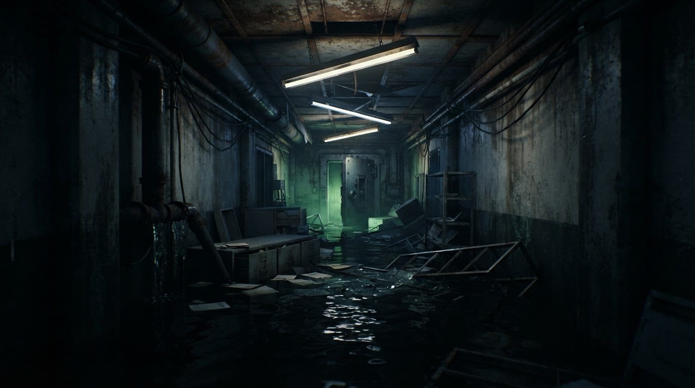 Crawl through flooded research ruins