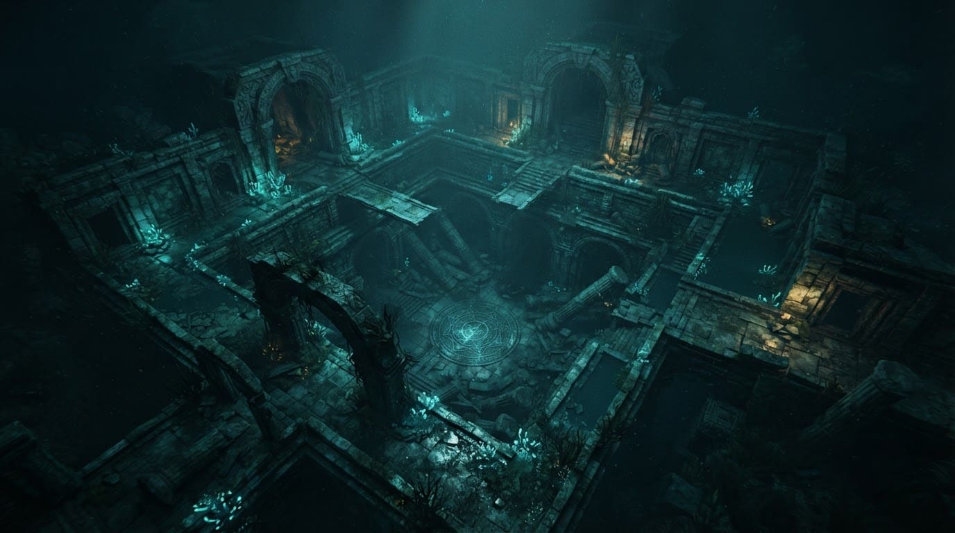 Sunken pre-human temple complex