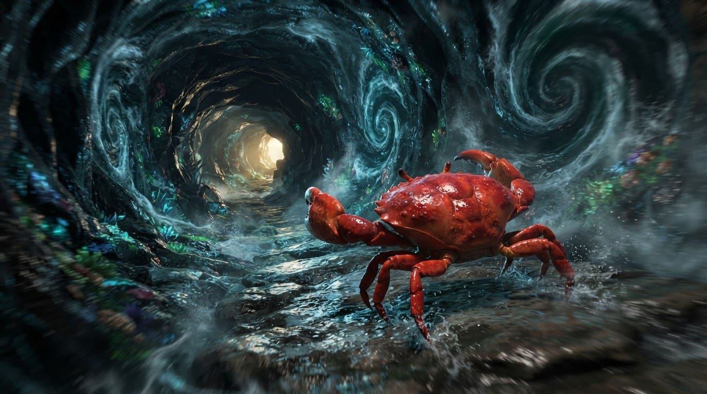 Dash through a churning whirlpool cave