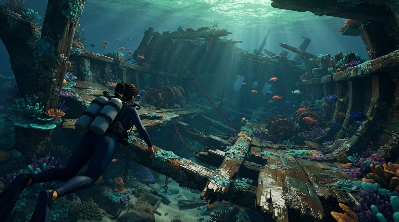 Sunken shipwreck reef
