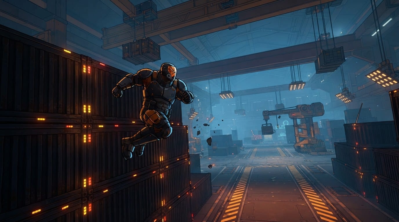 Cargo wall-run between container stacks