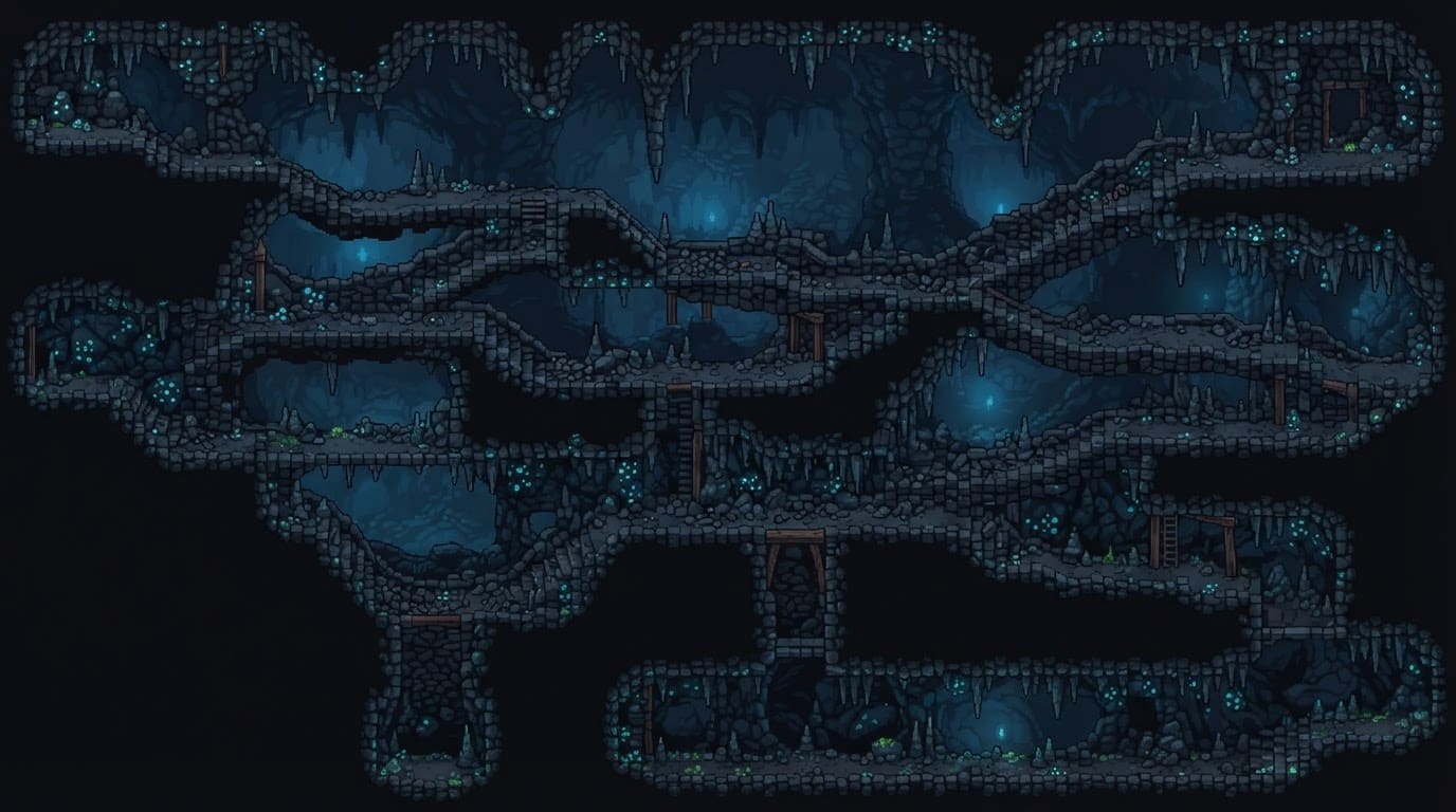Deep underground cave network