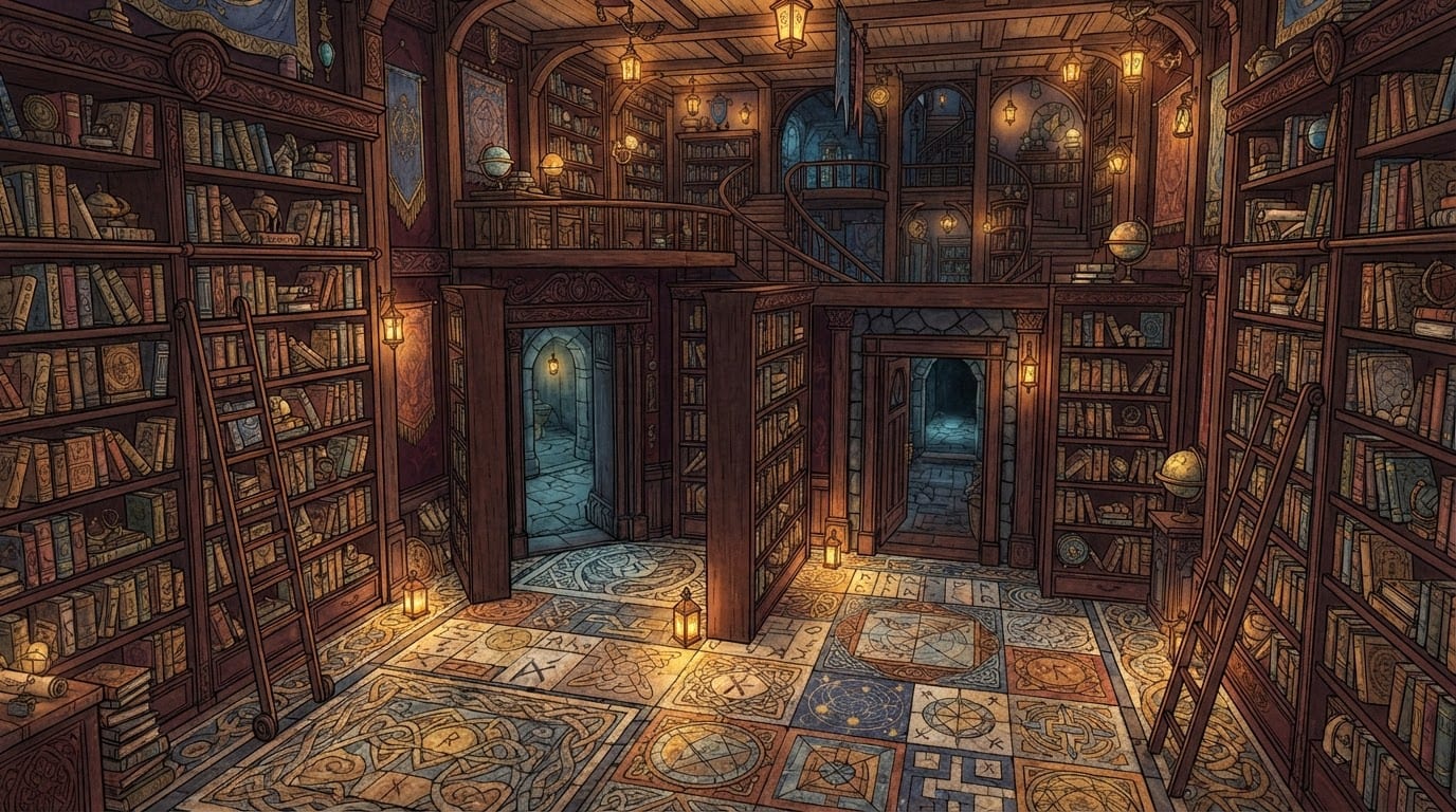 Biblioteca com salas secretas