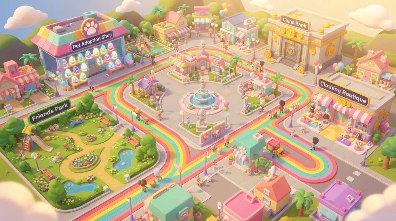 Cidade colorida de pets