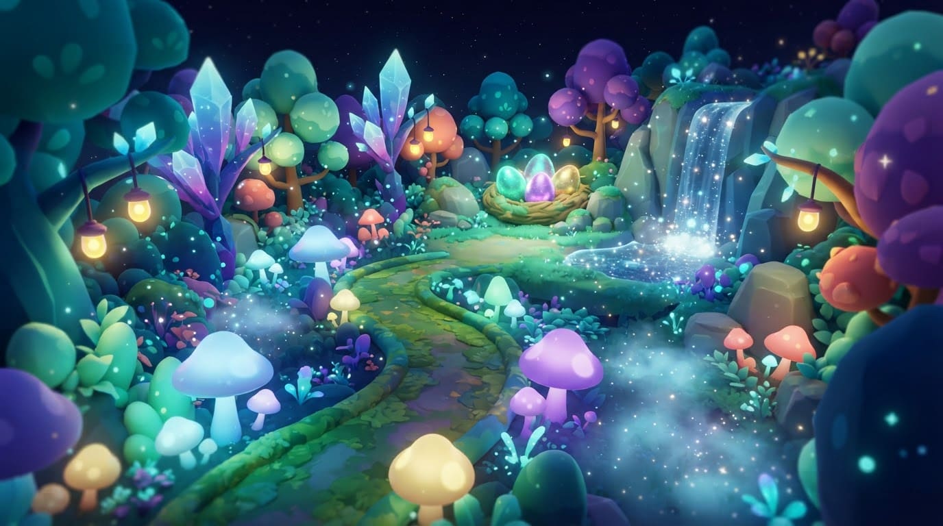 Floresta mágica noturna