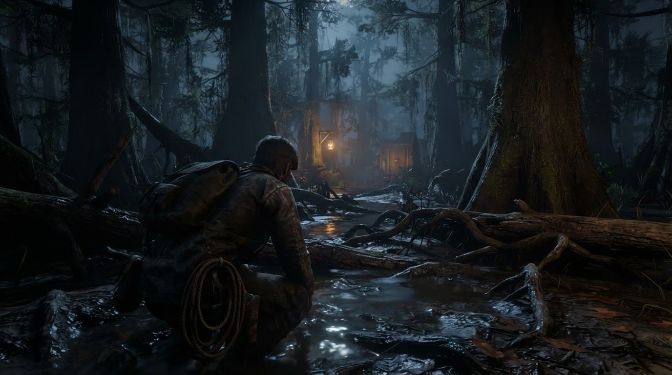 The night swamp and cypress forest