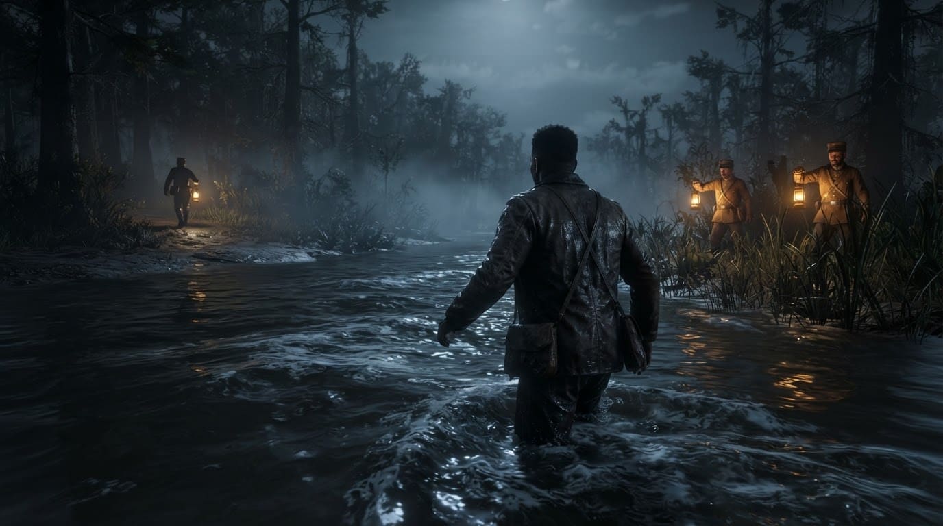 Cross the river under moonlight