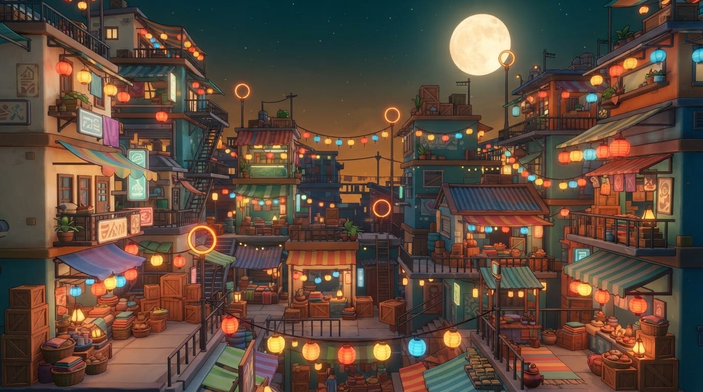 Night market upper decks