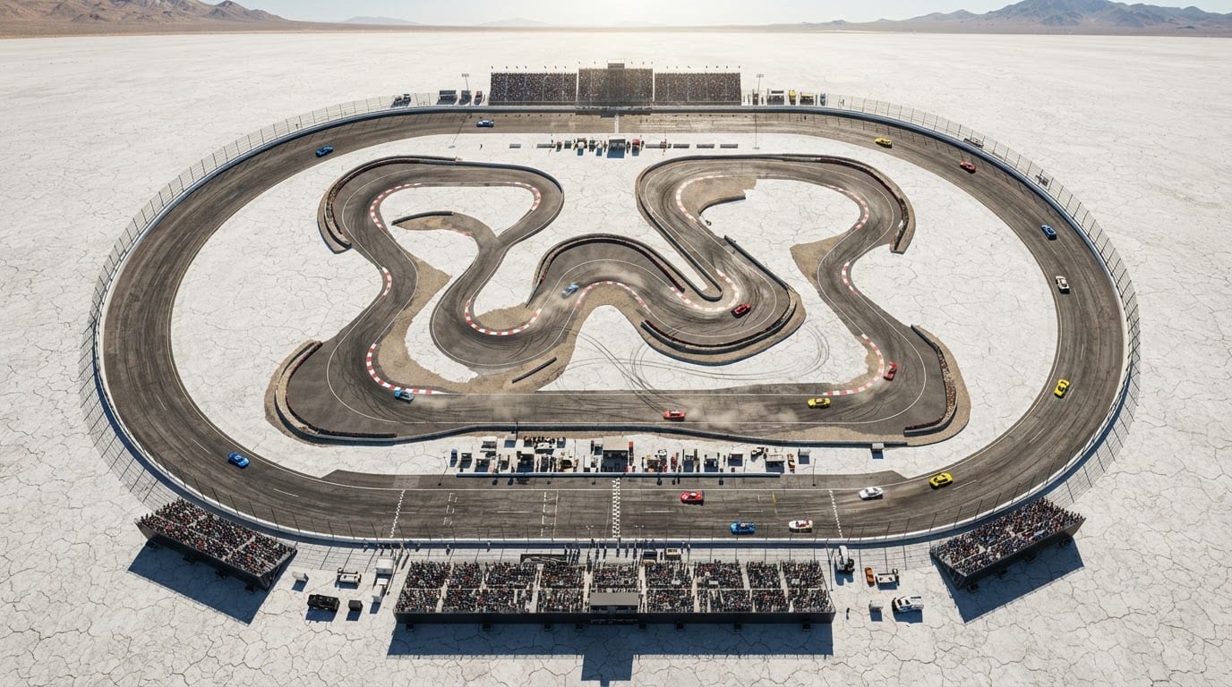 Desert salt flat speedway
