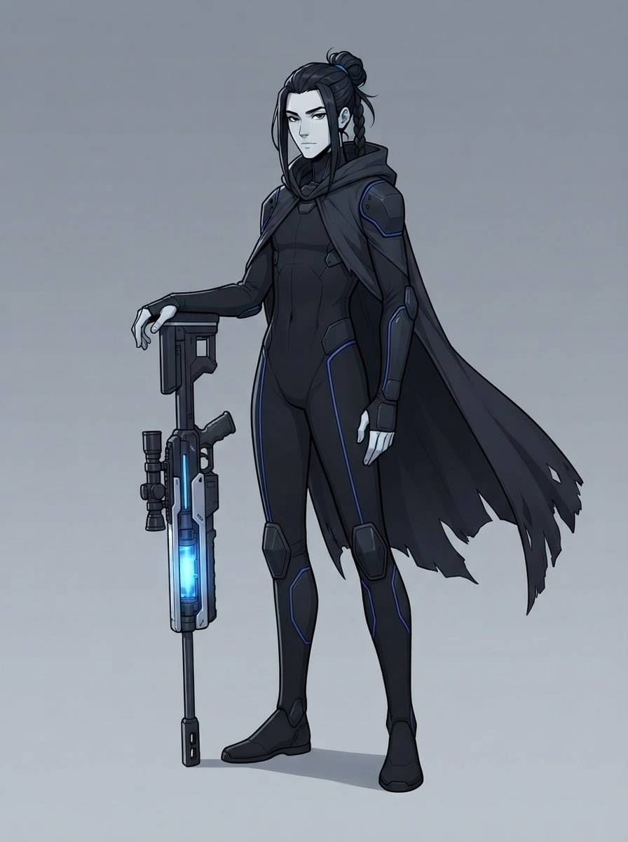 Sniper operative with railgun rifle