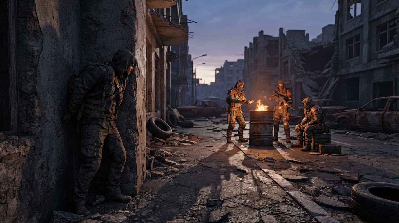 Sneak past roaming raiders