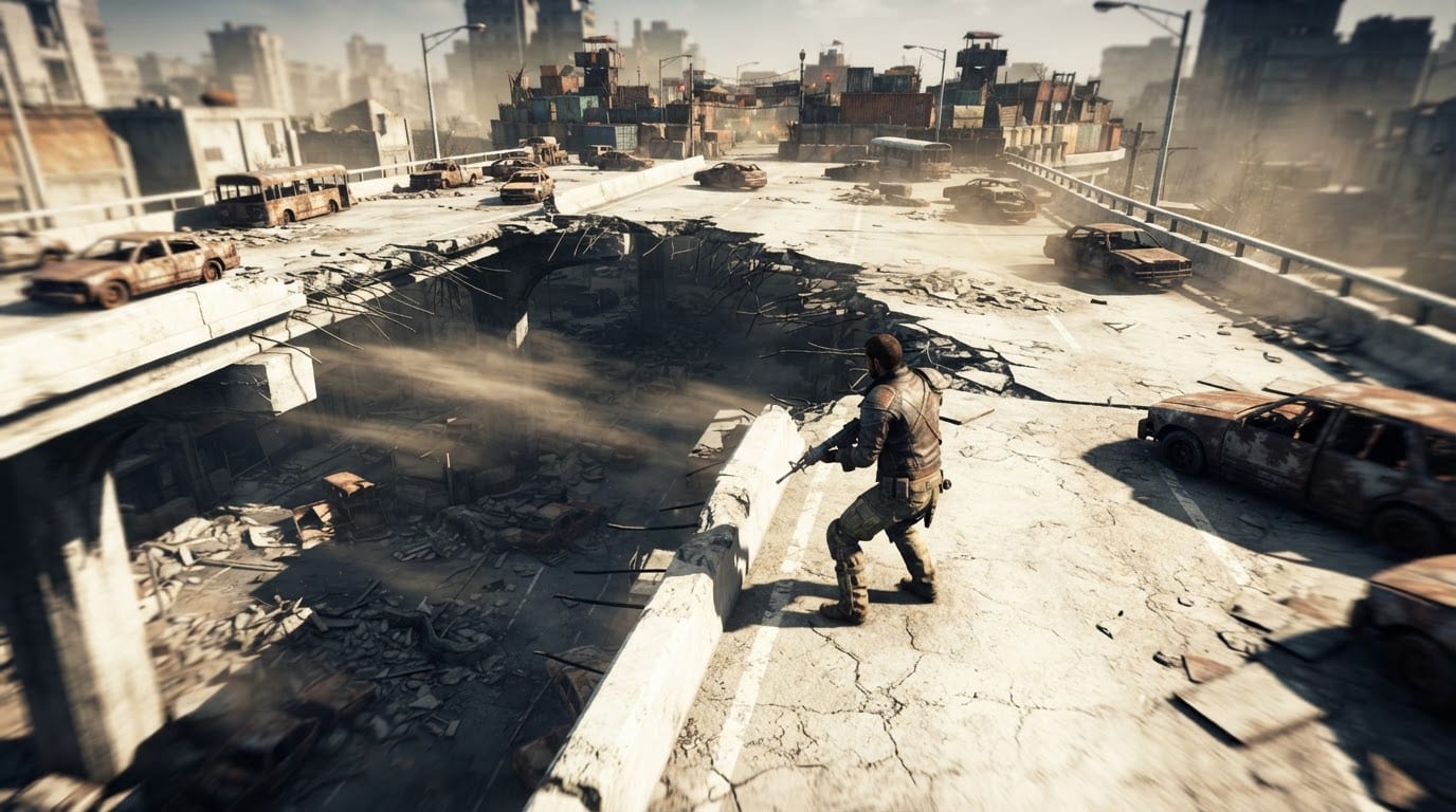 Collapsed highway overpass