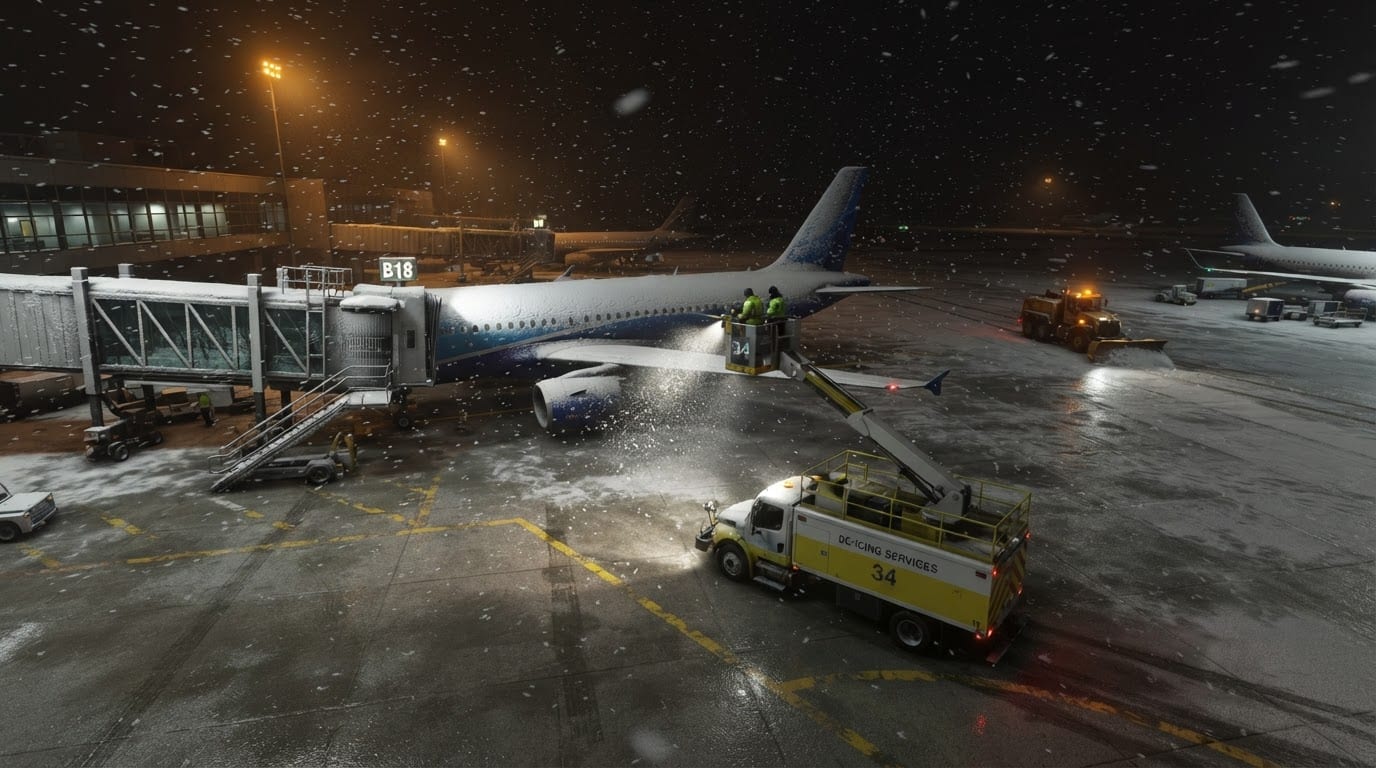 Gate area in heavy snowfall
