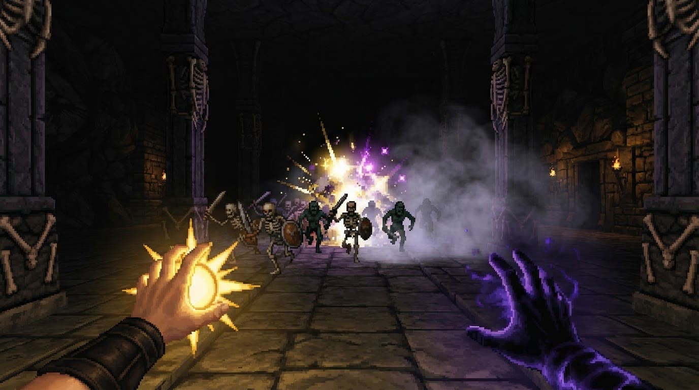 Blast waves of undead in open combat