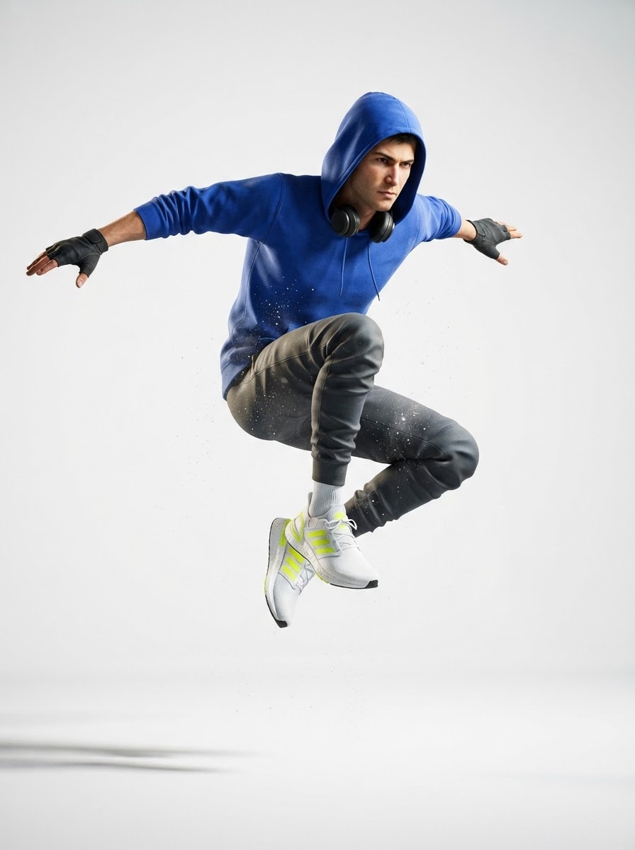 Nimble young parkour runner