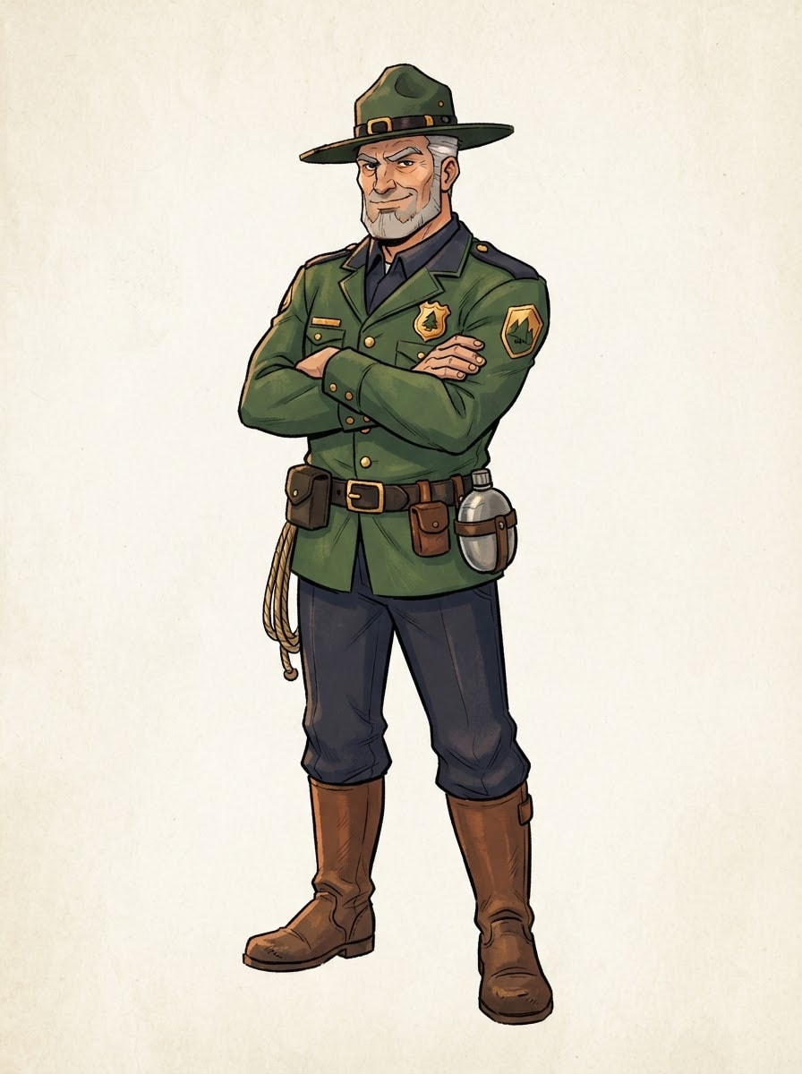 Weathered park ranger