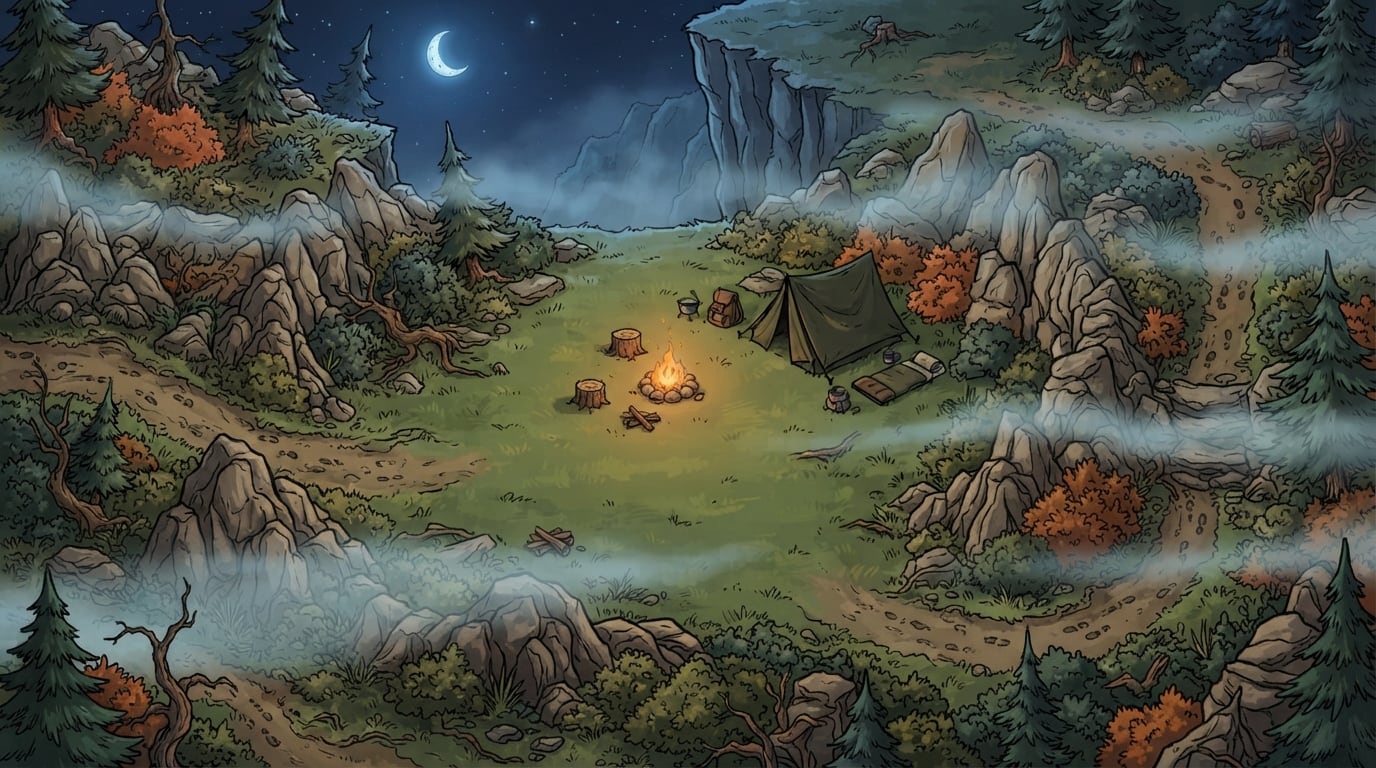 Misty mountain clearing