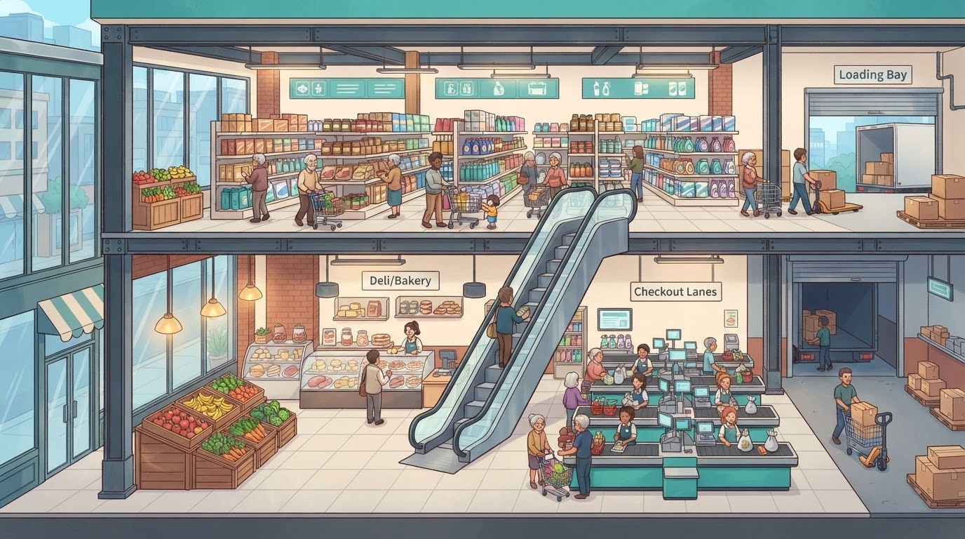 A busy downtown supermarket
