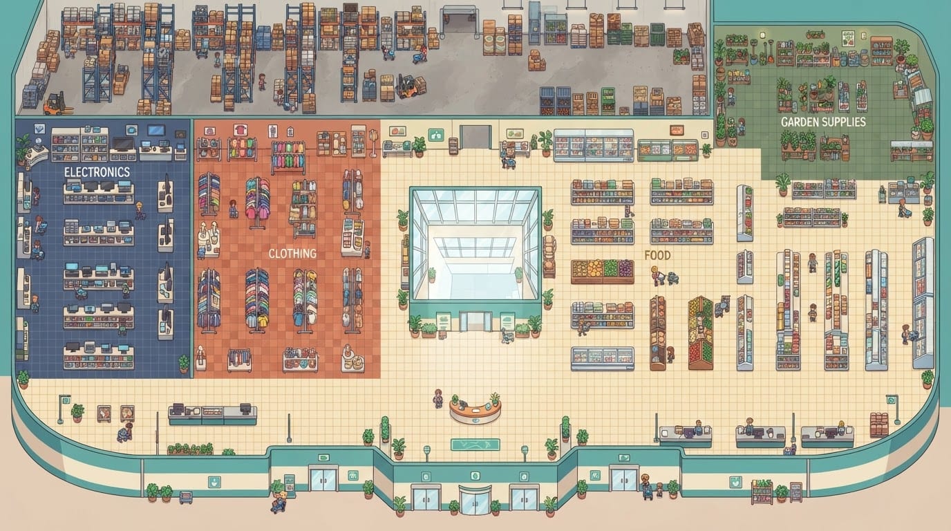 A large out-of-town hypermarket