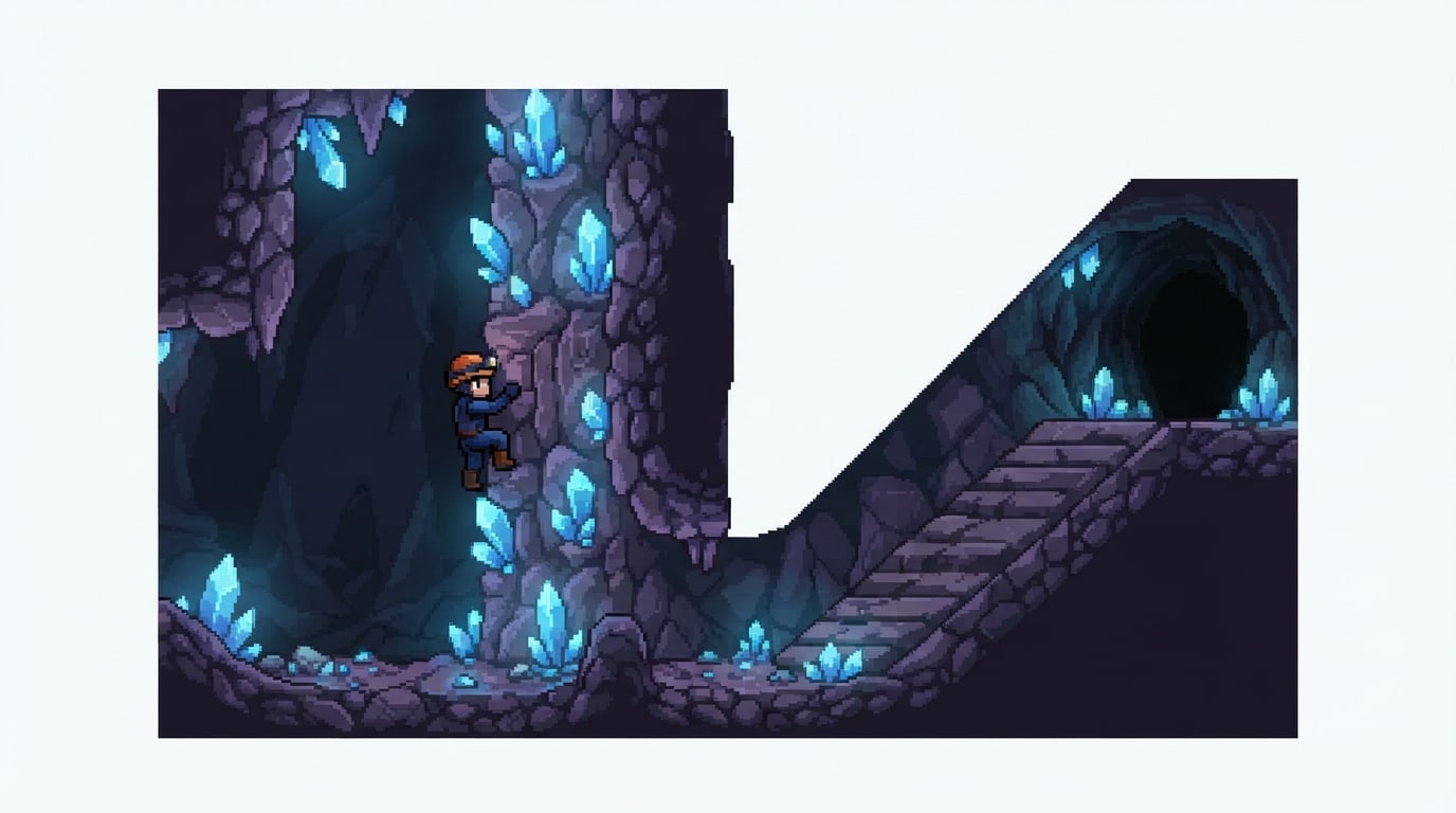 Climb glowing crystal walls