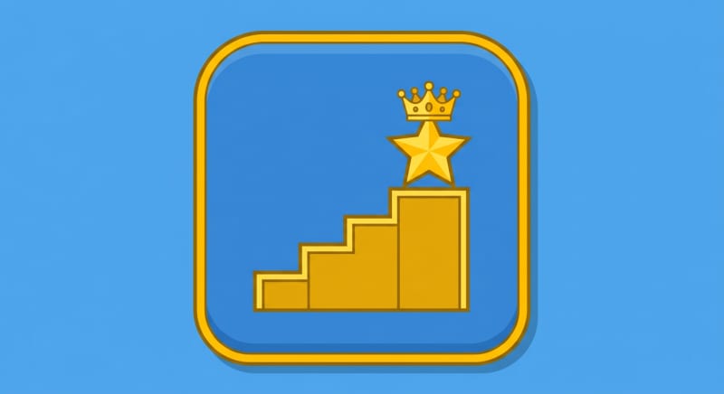 Image: simple game button icon, staircase podium with sta