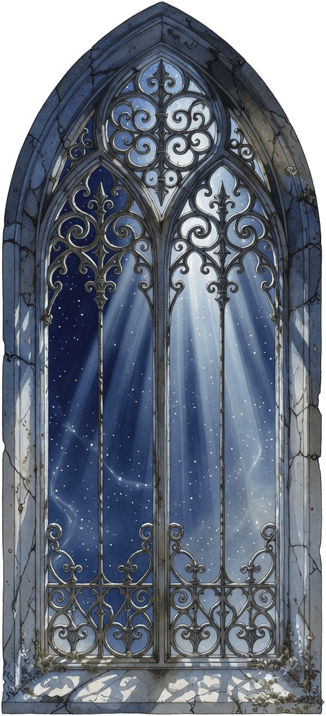 Moonlit Gothic Window