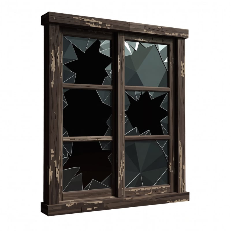 Abandoned School Broken Window (3 / 4)