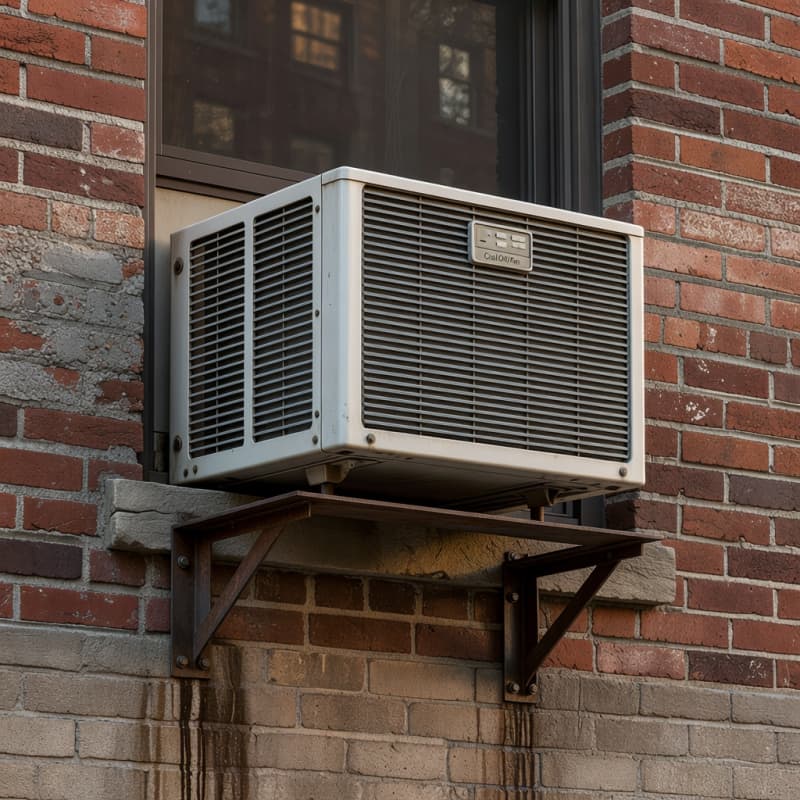 Realistic 3D rendered NYC window-mounted air