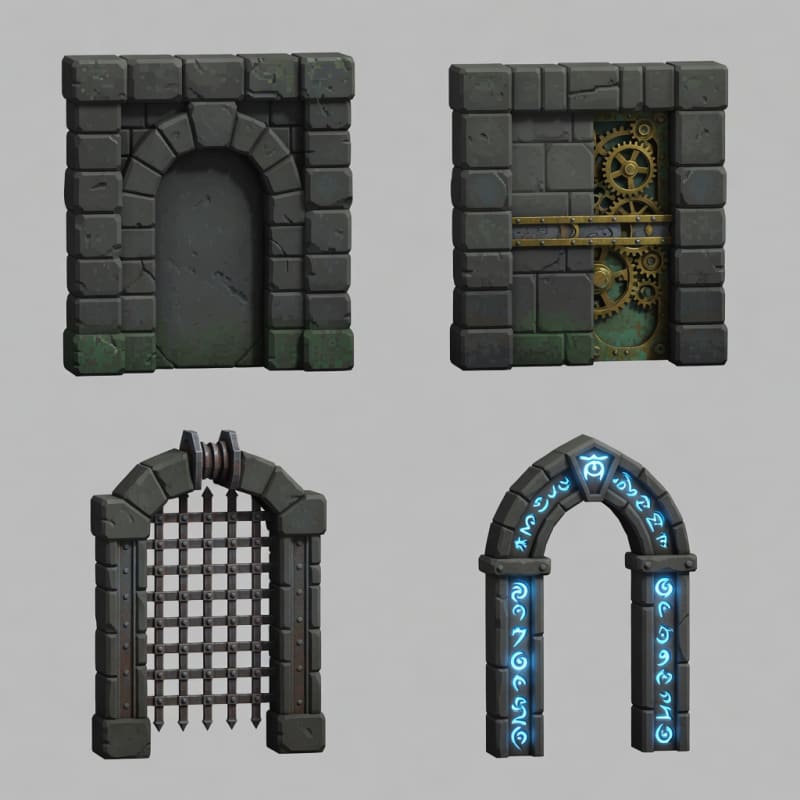 Dungeon Doors and Teleport Prop Sheet