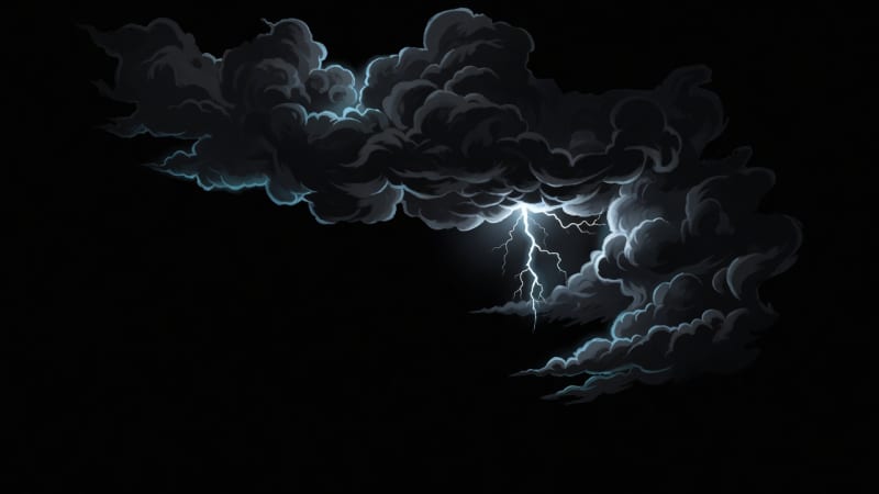 Storm Sea clouds and lightning layer