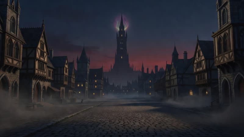 Tower of Oblivion Medieval City Plaza Backdrop