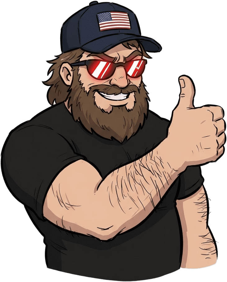 Main Villain Bearded Man Flag Cap Red Glasses Thumbs Up