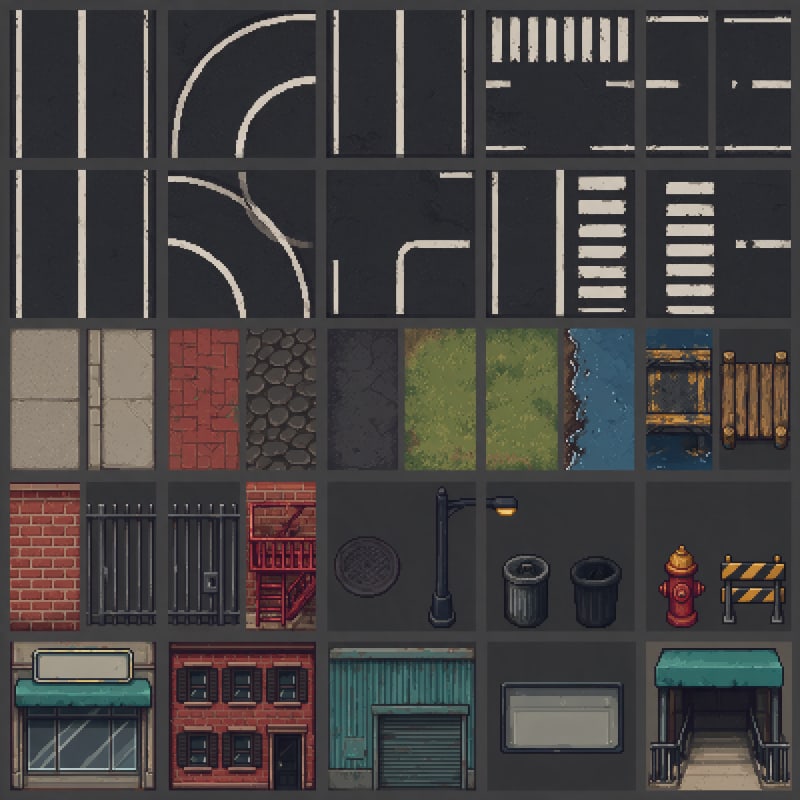 Urban Outlaw City Tileset Sheet