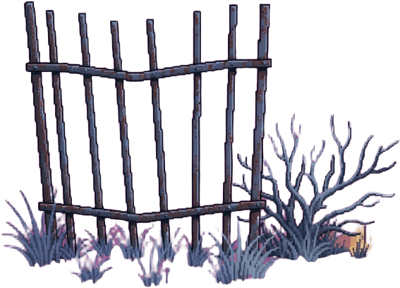 Fence and Scrub Prop Sprite