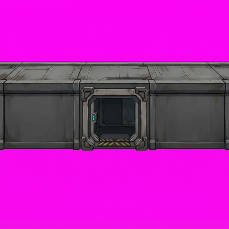 Image: A heavy industrial sci-fi bulkhead doorway built i