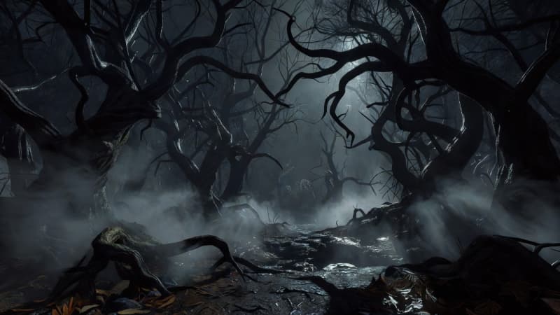 Dark Haunted Forest 2D Background