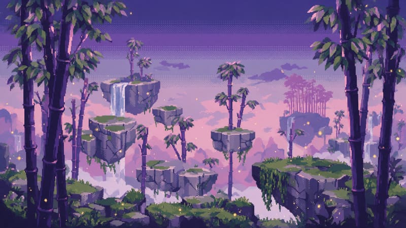 Strict 16-Bit Bamboo Forest Pixel Background