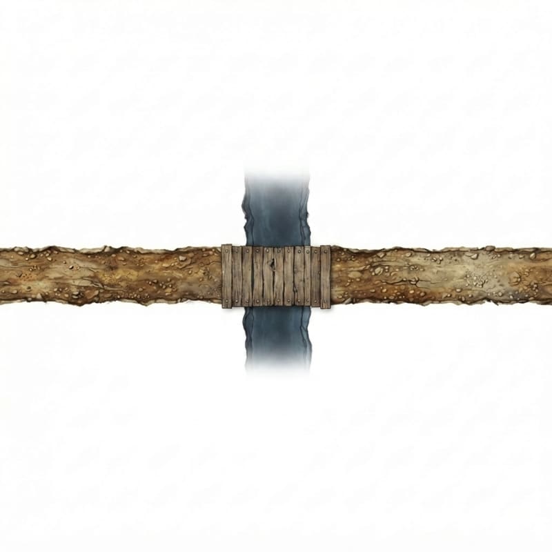 Top-down view of a very narrow