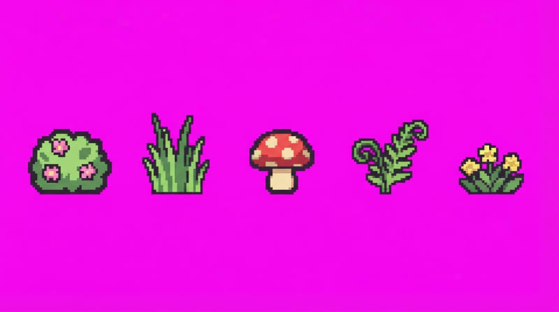 Garden Plants - 5 Variant Sprite Sheet