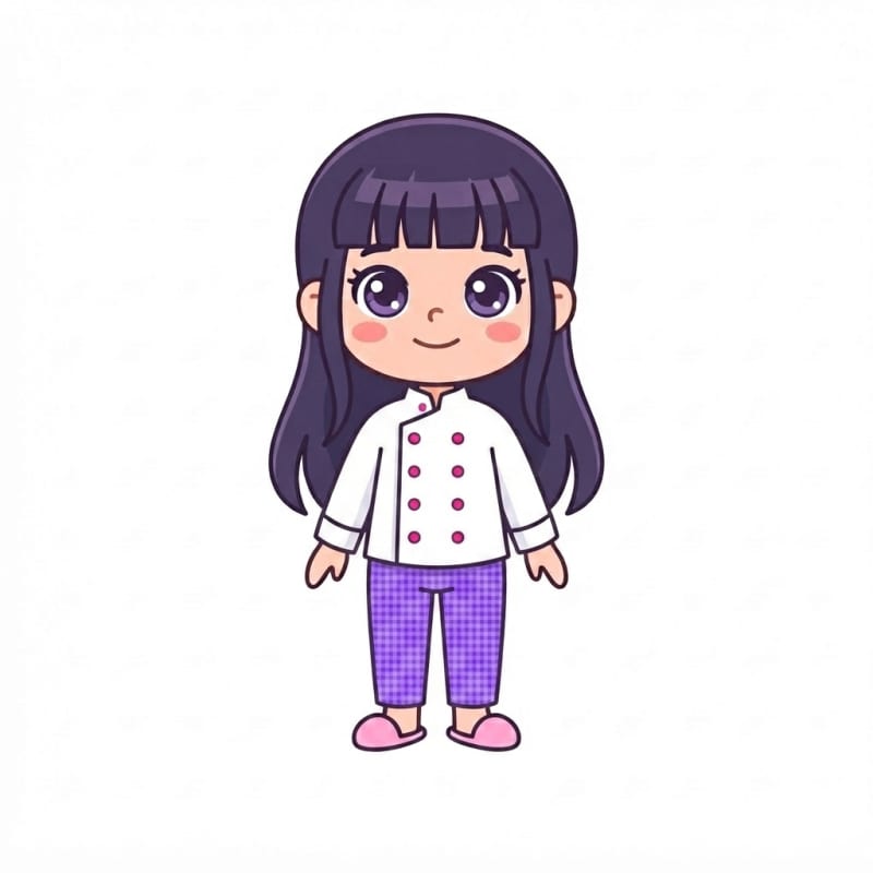 Image: Change ONLY her clothes to a chef outfit: white do