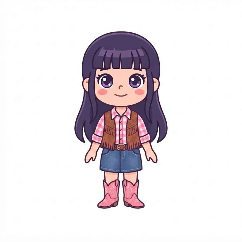 Image: Change ONLY her clothes to a cowgirl outfit: pink 