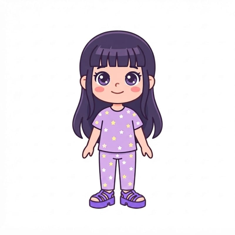 Image: Change ONLY her shoes to violet platform sandals w