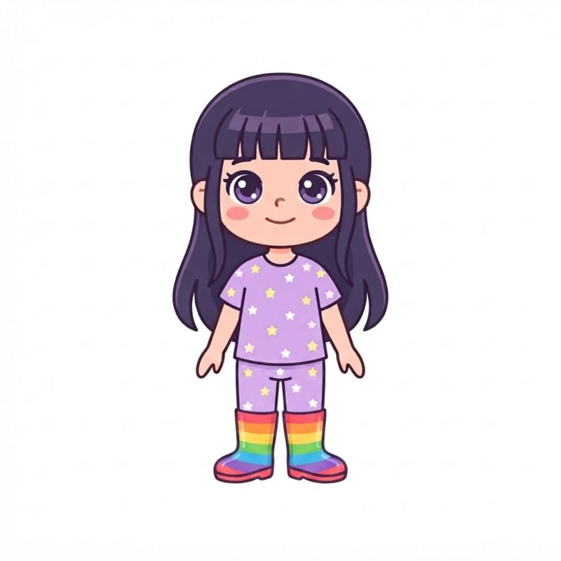 Image: Change ONLY her shoes to rainbow striped rubber ra