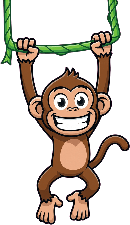 Cartoon Monkey Hero - Swinging