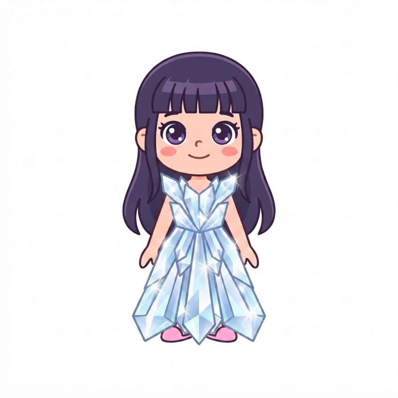 Image: Change ONLY her clothes to a crystal dress: a gown