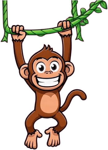 Cartoon Monkey Reaching Vine