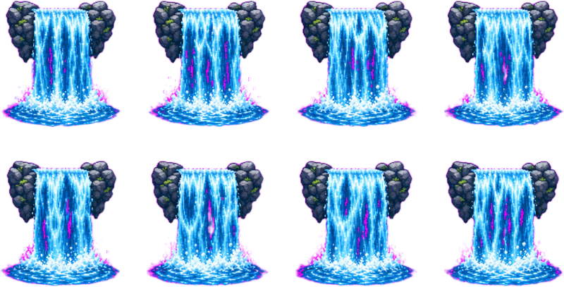 Pixel Waterfall Loop Sprite Sheet