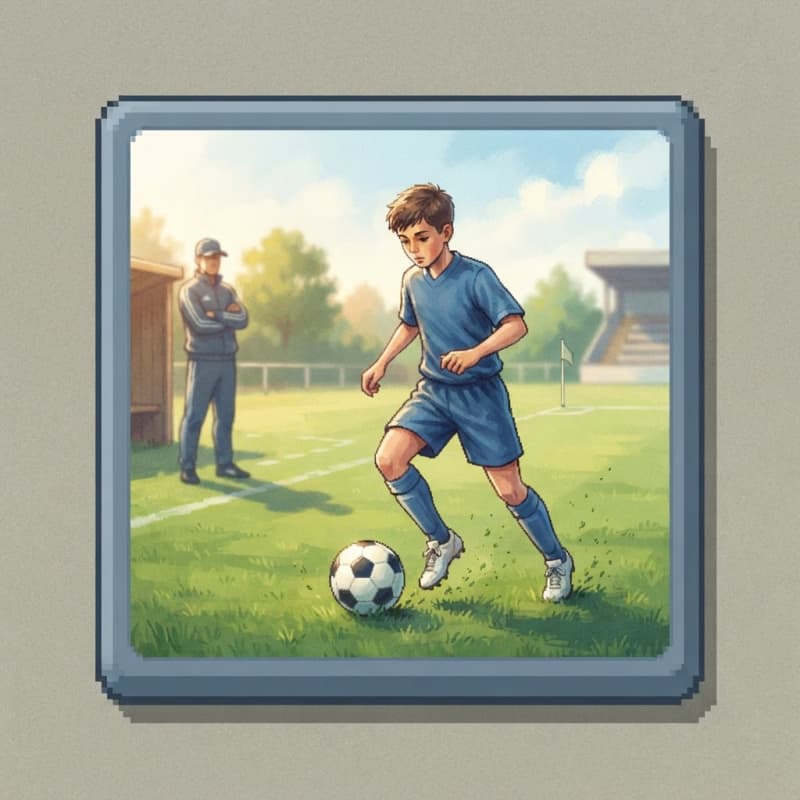 Image: 1998 football management game UI icon, square butt