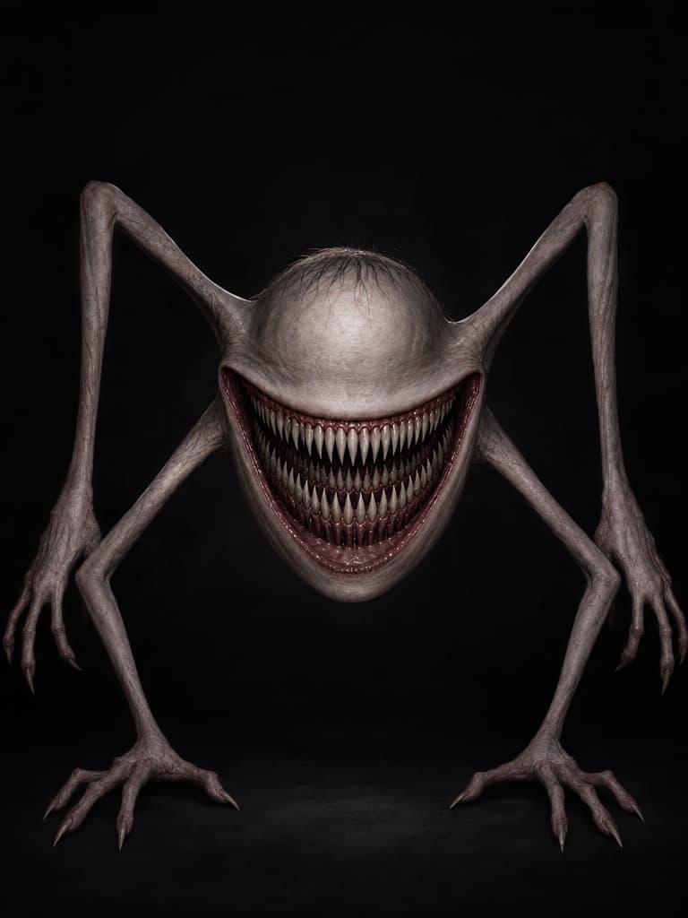 Four-Armed Smiling Head Horror Creature